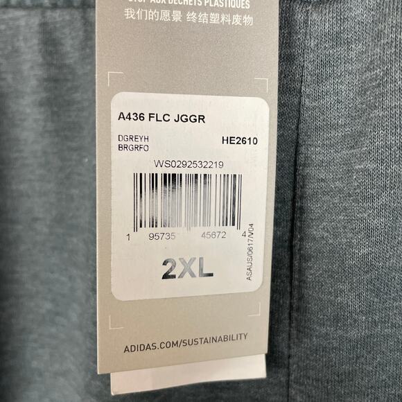 Adidas Essential Cotton Fleece Jogger Pant Dark Charcoal Gray HE2610 Size 2XL - Picture 4 of 9